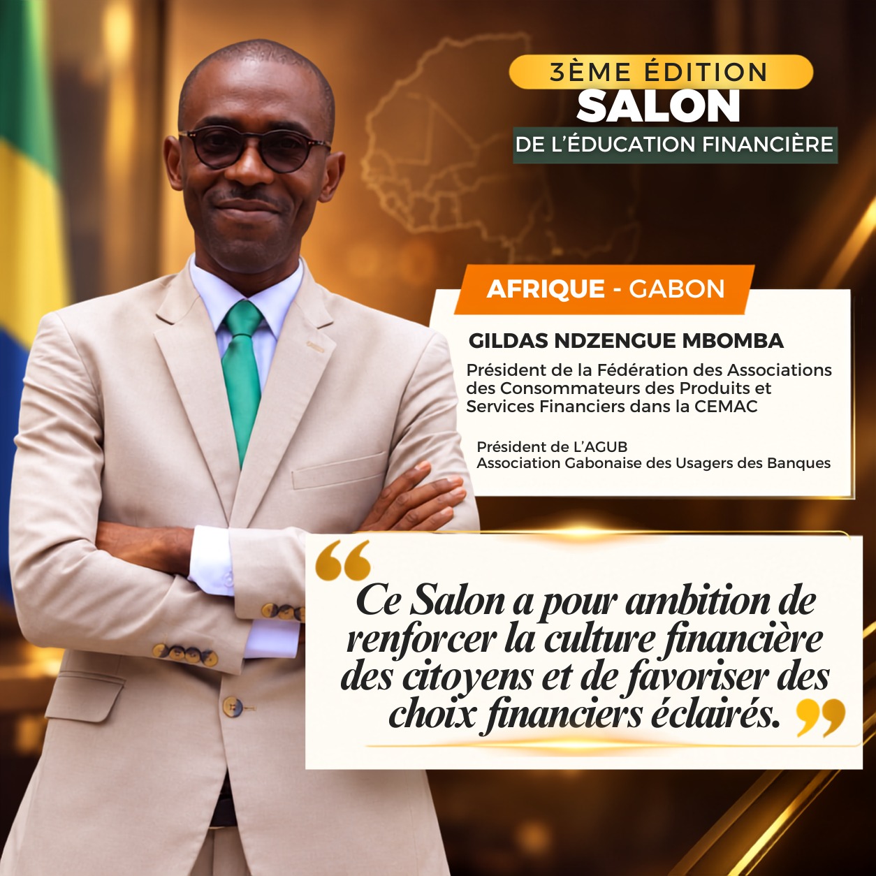 Gildas Ndzengue Mbomba, Président de l'AGUB, promoteur du Salon de l'Éducation Financière (SEFI)